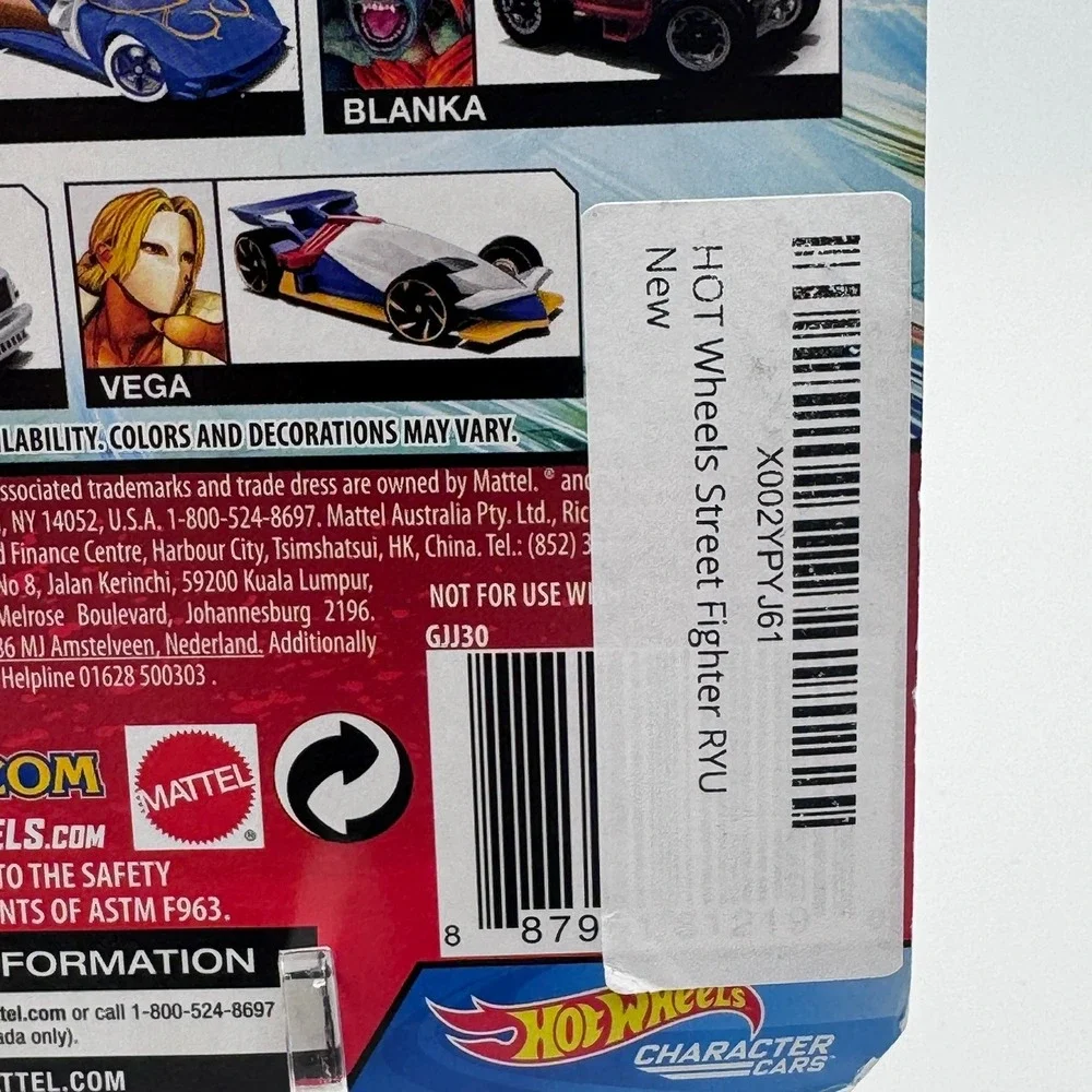 Hot Wheels Street Fighter V Ryu Character‎ Car 1/5 White Diecast GJJ30 2019 New